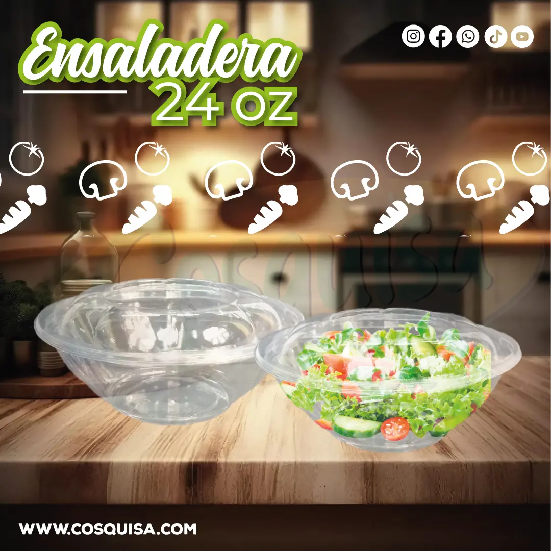 Ensaladera de 24 onzas transparentes