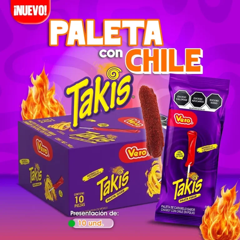 Paleta con chile Takis de intenso sabor picante