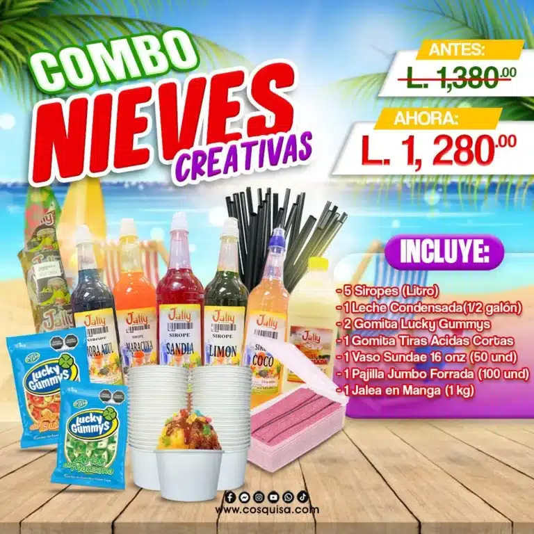 Elabora deliciosas nieves con nuestro combo para nieves creativas.