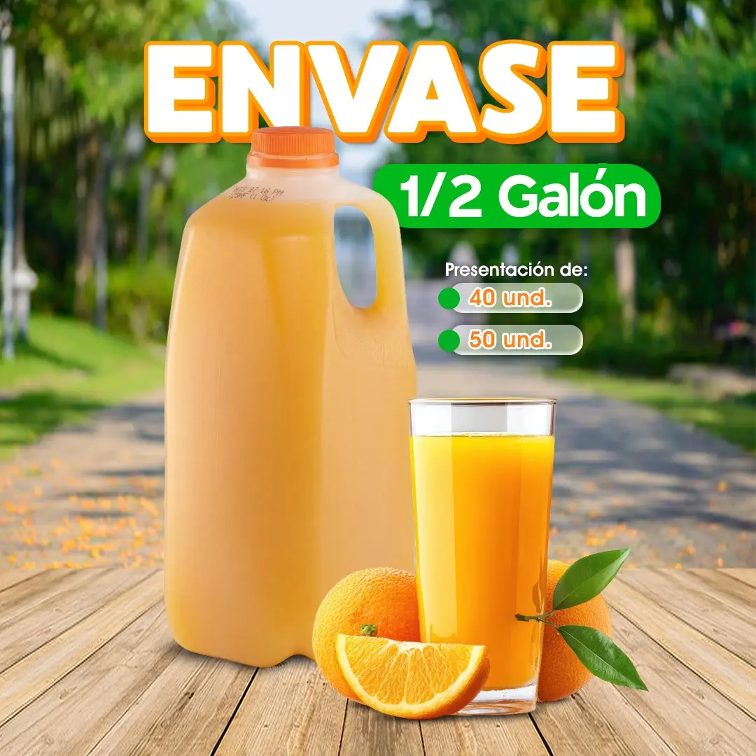 Envase plástico de 1/2 galón para almacenamiento y venta de líquidos alimenticios, concentrados, jugos y salsas para negocios de alimentos en Honduras.