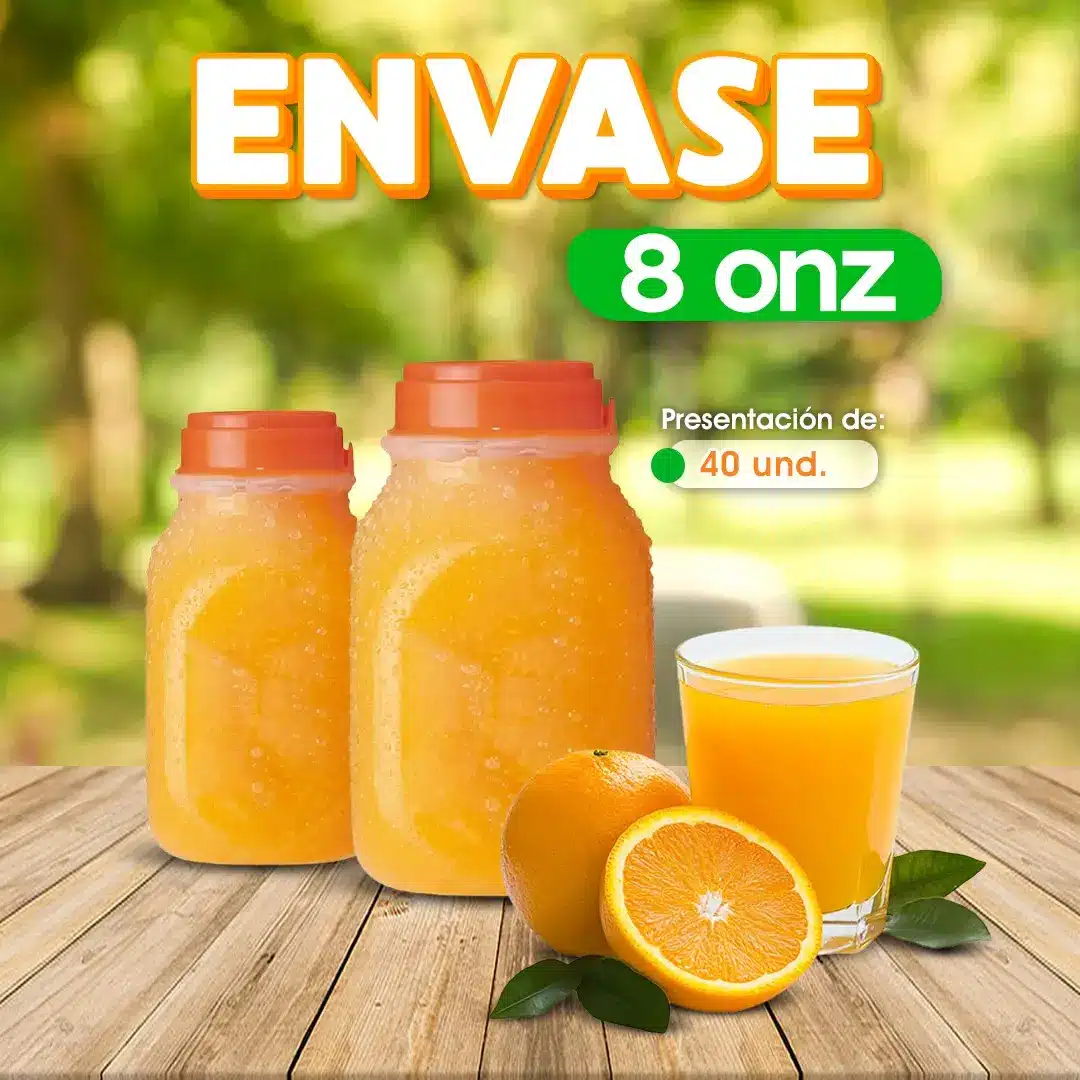 Envase plástico de 8 onzas para almacenamiento y venta de líquidos alimenticios, concentrados, jugos y salsas para negocios de alimentos en Honduras.