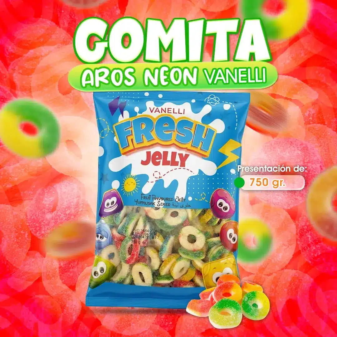 Gomitas Aros de Neón Vanelli en Cosquisa