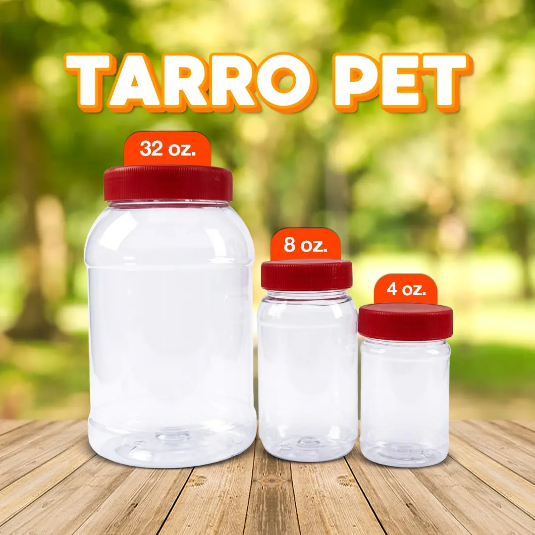 Botes de plástico Tarro pet en diferentes diseños para bebidas, disponibles en Cosquisa Honduras.